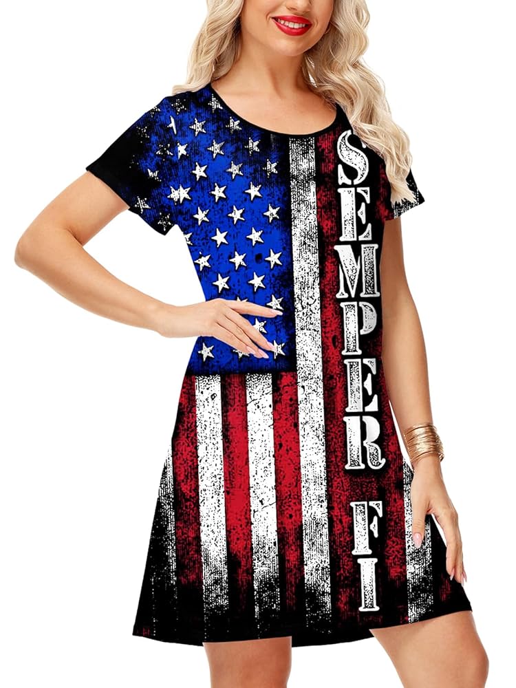Amazon.com: Women's American Flag Tunic Dress Summer Cover